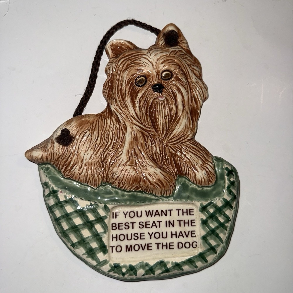 Smokey Mountain Pottery Yorkie Wall Plaque‎ Best Seat In The House Dog